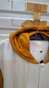 Jaket Baseball Hoodie Kream kuning mustard / Varsity Polos Distro Katun Fleece Tebal Kekinian Pria