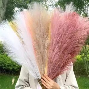 5/1Pcs 55Cm hoa giả Fluffy Pampas Cỏ trang trí Boho Hoa cây giả Reed Mô Phỏng tiệc cưới Trang Trí Nội Thất