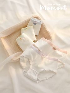 (Ladybragi)👙A-116 กางเกงในน่ารักผ้าคอตตอน สีพื้นขาวตัดขอบสีพลาสเทล น่ารักมาก พร้อมส่ง