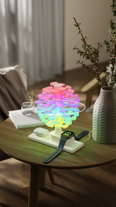 D100 "Đèn LED sạc không dây cây xoắn ốc sáng tạo trang trí phòng ngủ/bàn làm việc có thể sac đồng hồ điện thoại di động