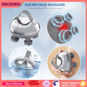 DECINIEE Waterproof Electric Scalp Massager With 8 Silicone Massage Heads Infrared Hair Stimulator 3 Modes USB Charging for Hair Growth Stress Relax With Red Light