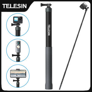 Telesin | TELESIN 1.2M 3M Carbon Fiber Selfie Stick Monopod Extendable With 1/4 Screw For GoPro Insta360 Osmo Action DJI Action Camera