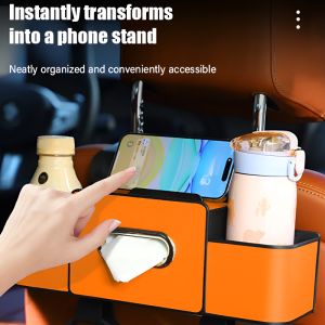Car Multi-Function Backrest Storage Box Car Interior Tissue Box Cup Holder Non-Slip Phone Holder