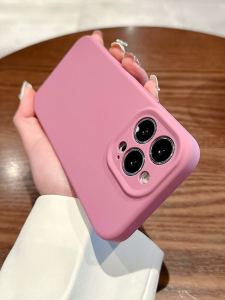 YunYin Liquid Silicone Phone Case for Apple 15Pro Max Full Cover Lens Protective Shell Men Women Style Pure Color Anti-Fall