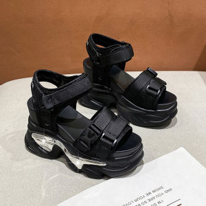 Womens Summer Fashion Platform Sandals Increased Height Hidden Wedge Casual Low Top Open Toe PU Leather Comfortable Shoes