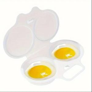 Food Grade Microwave Egg Poacher 2 Cavity Heat Resistant BPA Free Plastic for Travel Portable Breakfast Cooker