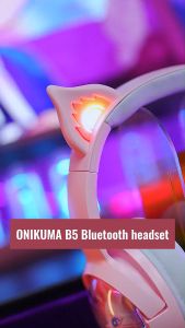 Onikuma B5 Wireless Bluetooth Headsets RGB Lighting Head-mounted Headphones Wired 3-Mode Cute Space Capsule HD Mic HiFi Stereo Sound Game Headset Wireless Bluetooth Noise Cancellation Earphone