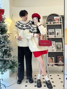 Couples Sweaters Autumn Winter New Style Fair Isle Holiday Nordic Knitted Loose Christmas Womens Soft Lazy Christmas Top