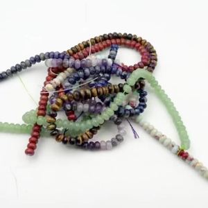 5x8mm Natural Stone Abacus Beads Healing Crystals Jade Flat Round Loose Rondelle Bead for DIY Jewelry Making Bracelets Supplies