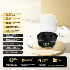 Kebidumei | KEBIDUMEI Bluetooth 6.0 Sleep Earbuds Wireless Earphones LED Display HiFi Stereo Noise Reduction In-ear Headphones for iPhone
