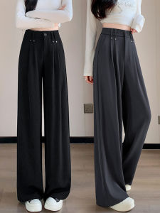 Quần Ống Rộng Dáng Rộng Cho Nữ Mùa Xuân Thu Hè Quần Ống Đứng Mềm Mại Thoải Mái Cạp Cao Dài Bằng Polyester Spandex