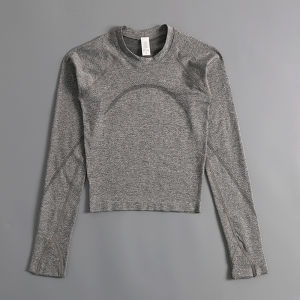 Womens seamless yoga outfit professional running fitness clothing long-sleeved pilates training yoga top close-fitting