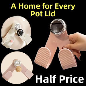 Kitchen Pot Lid Holder Rotating Cream Suction Cup Wall Mounted No Drilling Adjustable Storage Rack for Household Use