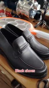 Mens Stylish Versatile Round-Toe Black Shoes Non-Slip And Waterproof Rubber Shiny Black Shoes Comfortable Suitable for School and Outdoor Wear 0105523