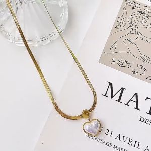 good 999 18K GOLD titanium steel Fashionable Colorful Peach Heart Love Temperament Necklace N8354
