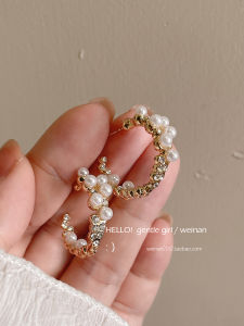 ต่างหูรูปวงกลมประดับไข่มุกสไตล์โรแมนติก ดีไซน์เรียบง่ายหรูหรา ต่างหูแฟชั่นสำหรับผู้หญิง เครื่องประดับแฟชั่น