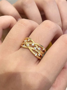 Womens Wide Version Silver Plated Gold Tone Frosted Ring Luxury Sensation Retro Style Fashionable All-match Vintage Middle Finger