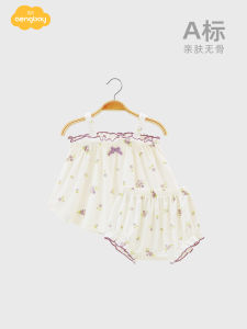 Aengbay Princess Style Summer Clothes for Baby Girls Newborn Infant Dresses with Large PP Shorts Sleeveless Vest Cotton Blend