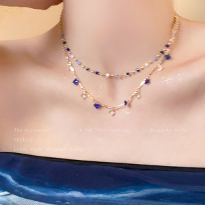 Colorful Crystal Beaded Necklace for Women Layered Luxury Clavicle Chain Unique Beautiful Fashion Jewelry Accessory