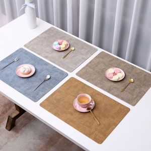 Leather Placemats Dining Mat Minimalist Table Mat Double Sided Creative PU Western Food Mat Waterproof and Heat-insulating Coasters