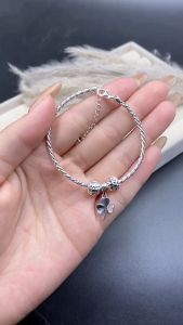 Lắc Tay Bạc Nữ Kiểu Xoắn Kép Mix Charm Xinh BẠC HIỂU MINH LTU653