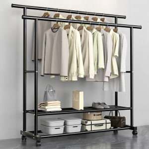 Simple Indoor Floor-Mounted Clothes Drying Rack Single Rod Clothes Hanger Home Dormitory Laundry Clothesline Storage Organizer