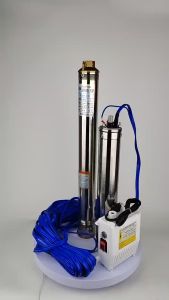 2.5inch 220V/60Hz Deep Well Submersible Pump 1HP Copper Motor Stainless Steel Water Pump 14GPM 269FT for Farm/Household