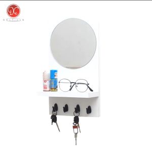 Rak Tempat Gantungan Kunci Key Holder Kapstok Kayu Dengan Kaca Cermin Aesthetic Gantung Dinding