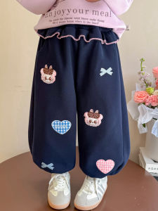 Girls Cartoon Casual Pants Autumn 2025 New Style Loose Sports Trousers Nursery Kids Princess Style Cotton Leisure Pants
