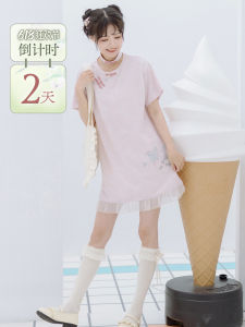 Chuan Dai Time Original Design Short Loose Floral Print Dress Summer High Waist T-Shirt Dress Casual Womens Fashion