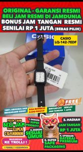 CASIO ORIGINAL - CASIO LQ-142-7EDF - WOMEN - Black White - Strap Rubber - Jam dunia JD18ST # Jam Tangan Wanita Cewek Anti Air Digital Analog + CASIO LQ 142 7E LQ-142 142 LQ142 LQ-142-7E $ WR0 STR KC7 HT7