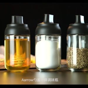 [READY STOCK] Multipurpose 2 in1 Spice Glass Bottle Oil Salt Seasoning Jar With Spoon Brush 250ML Kitchen Storage Botol Rempah Botol Kaca Rempah Serbaguna 2 dalam 1 Balang Perasa Garam Minyak Dengan Berus Sudu 250ML Penyimpanan Dapur