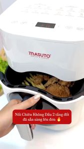 Nồi chiên không dầu Masuto MSQueen 6L Công suất 2000W Dung tích 6L Màn hình cảm ứng đốt 2 tầng đối lưu Bảo hành 24 tháng