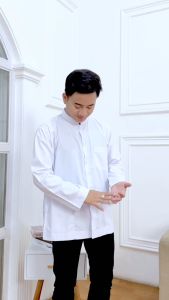Baju Koko Haibah merk AL FITROH Habaib Habib  Warna Hitam Putih Polos Muslim  Pria  Dewasa Warna Muslim NU Putih Polos Warna Putih Pria Dewasa  Lengan Panjang  Tangan Panjang Terbaru