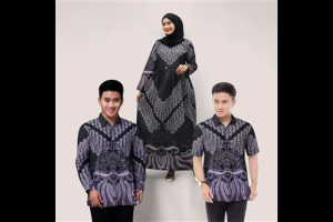 Batik Couple Pasangan Keluarga Ayah Ibu Anak Laki Perempuan Suami Istri Sepasang Modern Cumi Ungu