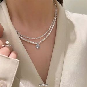 Dây chuyền nữ ngọc trai nhân tạo Eleanor Accessories vòng cổ dạng chuỗi hạt đính đá phụ kiện trang sức 4773