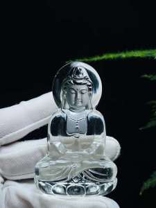 Natural white yellow crystal Guanyin ornaments crystal clear household necessities gift base
