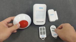 Alarm Rumah KERUI Strobe Sirine Indoor 2 Sensor P861 Wireless Alarm System Set
