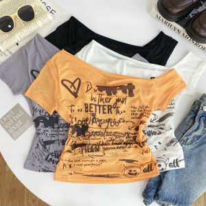 Áo Thun Tay Ngắn Mỏng in Chữ Cổ Điển Mỹ Cổ Điển Dành Cho Nữ Mùa Hè 2025 Phong Cách Công Sở Dáng Ôm