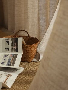 KORMES Light Beige Linen Sheer Curtains - Rainbow Woven Texture Kurtina with Grommet Top Semi-Sheer Privacy Drapes & UV Protection for Living Room & Bedroom Natural Burlap Weave Window Panels (140x160cm/140x220cm) Breathable Eco-Friendly Linen Blend