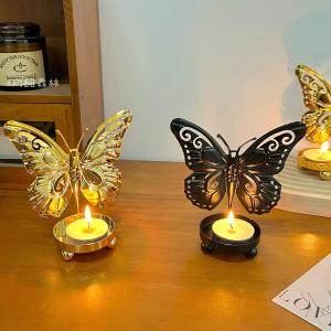 European Style Iron Butterfly Candle Holder Ornament Lightweight Luxury Creative Birthday Atmosphere Tabletop Decoration
