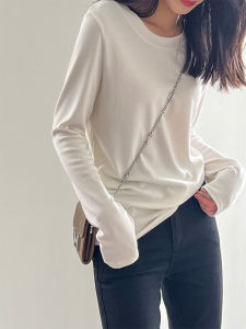 Loose Long Sleeve round Neck White Base Shirt Womens T-shirt Japanese Style Early Autumn New Arrival Versatile Slimming Top