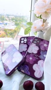 Ốp lưng điện thoại iphone mặt kính hình hoa tím dành cho ip 11/12/13/14/pro/promax - Shopbo247