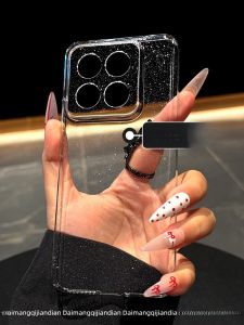 DAIMANG | Ultra-Thin Luxury Flash Powder Xiaomi 14 Pro Phone Case Full Cover Transparent Lens Shockproof Fashionable Womens Korean Style Ins Hard Shell Protective Cover