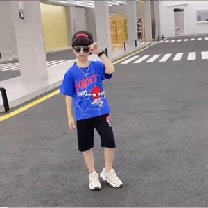 Childrens/Boys New 2-9 Year Old Shorts Fashion and Handsome Short Sleeve Shorts Two Piece Set