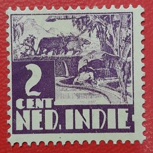 Koleksi Prangko kuno Ned Indie klasik 2 Cent Seri Kerbau Tahun 1938-1939 UN USED