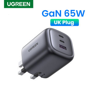 UGREEN 65W GaN 3-Port Fast Charger Travel Charger 2C1A 2 Type C 1 USB A Charger for MacBook Pro/Air Dell XPS iPad Mini/Pro iPhone 15 14 13 Pro Max iPhone 15 Plus Samng Galaxy S23 Ultra S22 Pixel and More