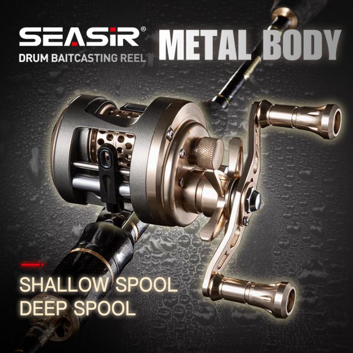 SEASIR JH Drum Baitcasting Reel Metal Body Micro/Deep Spools High Strength  Max Drag 7kg Bearing 9+1BB Gear Ratio7.0:1 Saltwater Fishing Reels
