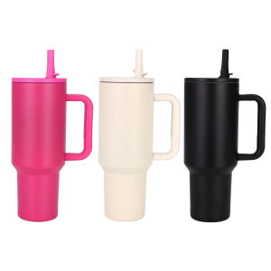 UEB 40oz Thermal Insulated Mug with Handle and Straw Stainless Steel for Travel and Commuting