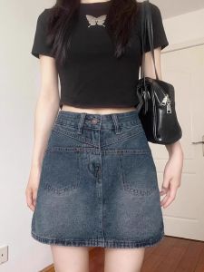 Váy Mini Denim Chữ a Cạp Cao Cho Nữ Mùa Hè Dáng Rộng Cỡ Lớn Váy Ngắn Ôm Sát Cạp Cao Váy Ngắn Chữ a Cho Dáng Người Nhỏ Nhắn